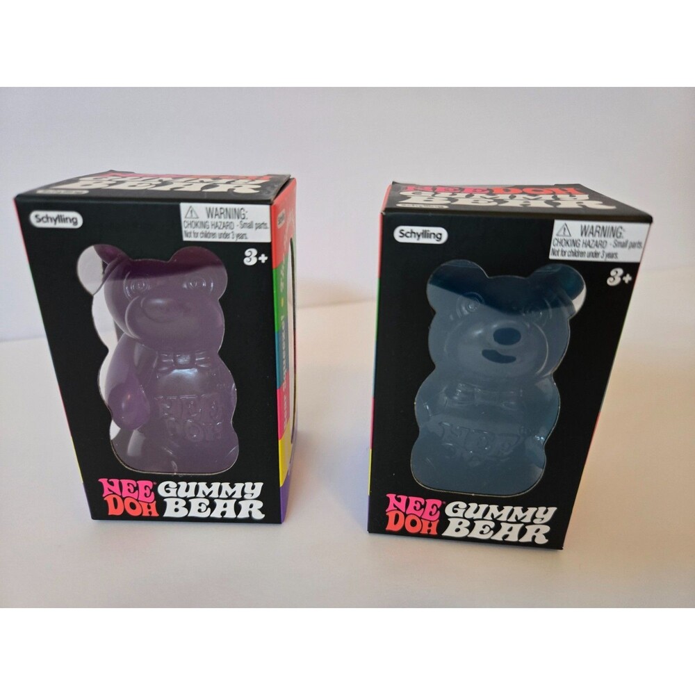 Authentic NeeDoh Gummy Bear Lot of 2 Purple & Blue NEW Sealed Schylling